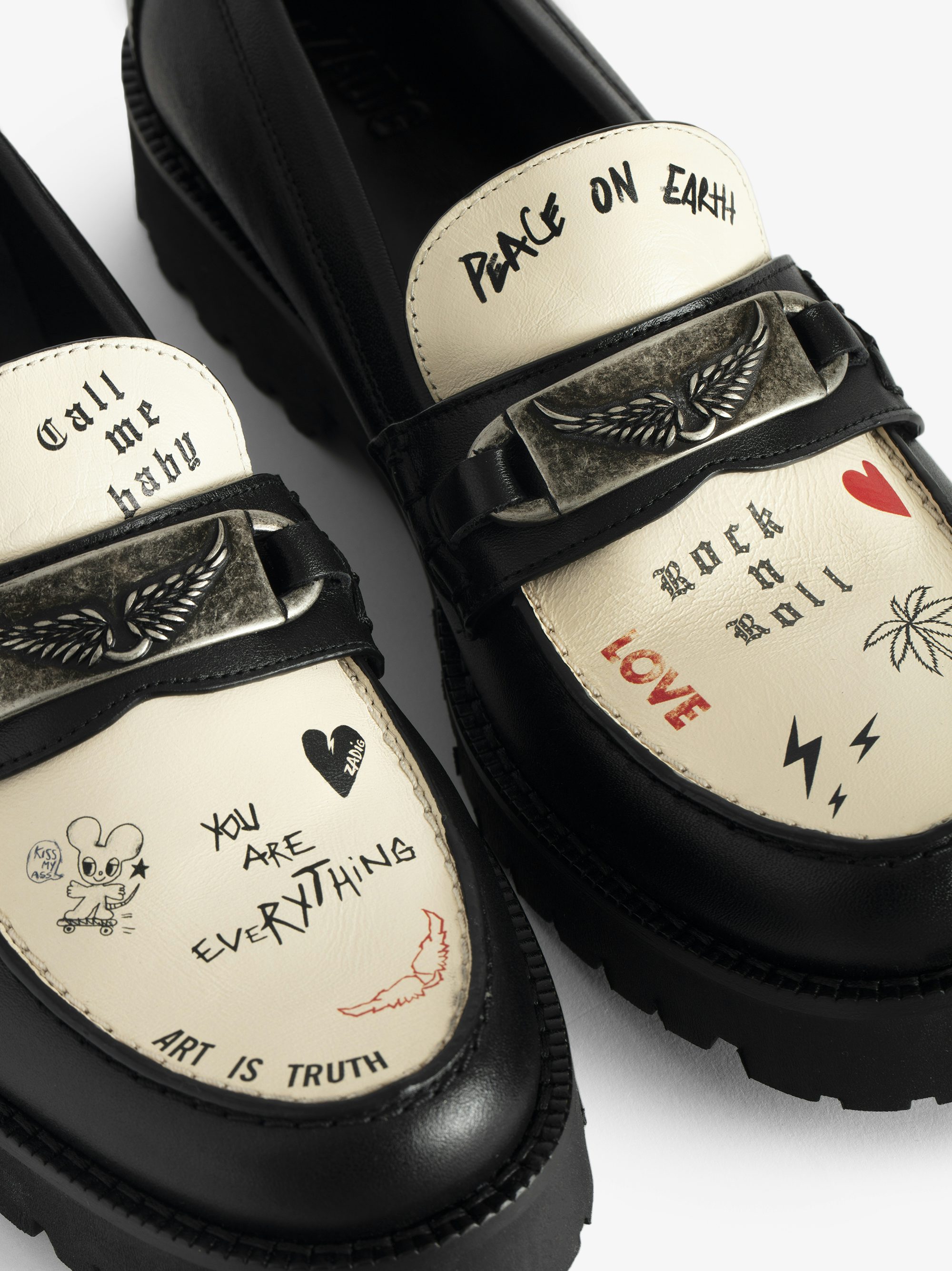 Mokassins Joecassin - Loafer aus glattem Leder mit Print, verziert mit einem Flügel-Charm.